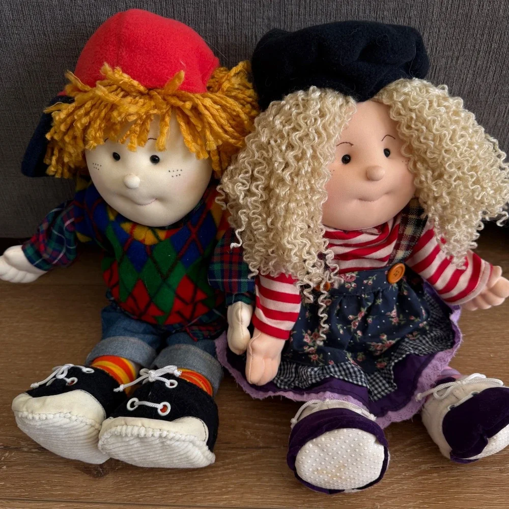 Sweetie Pie Kids Brandon and Chloe Rag Doll Pair 15 Inch Vintage Style Plush